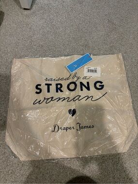 Draper James Natural Canvas Tote with Navy Script